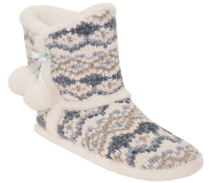 Ladies Fairisle Boot Slipper Blue Small