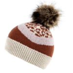 Ladies Knit Leopard Pom Hat