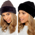 Ladies Faux Fur Trim Hat