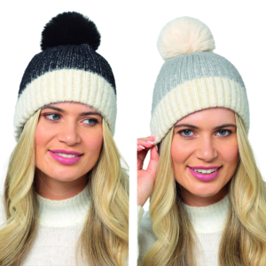 Ladies Cable Hat With Contrast Bobble