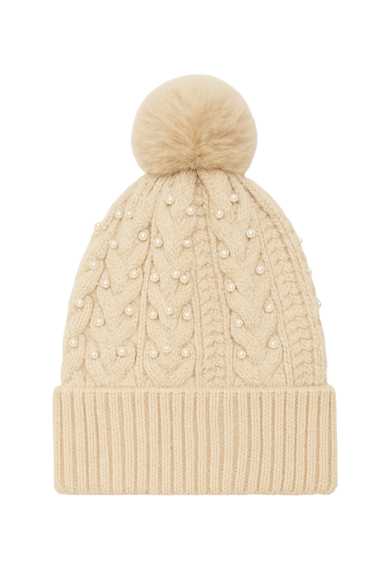 Ladies Pearl Bobble Hat