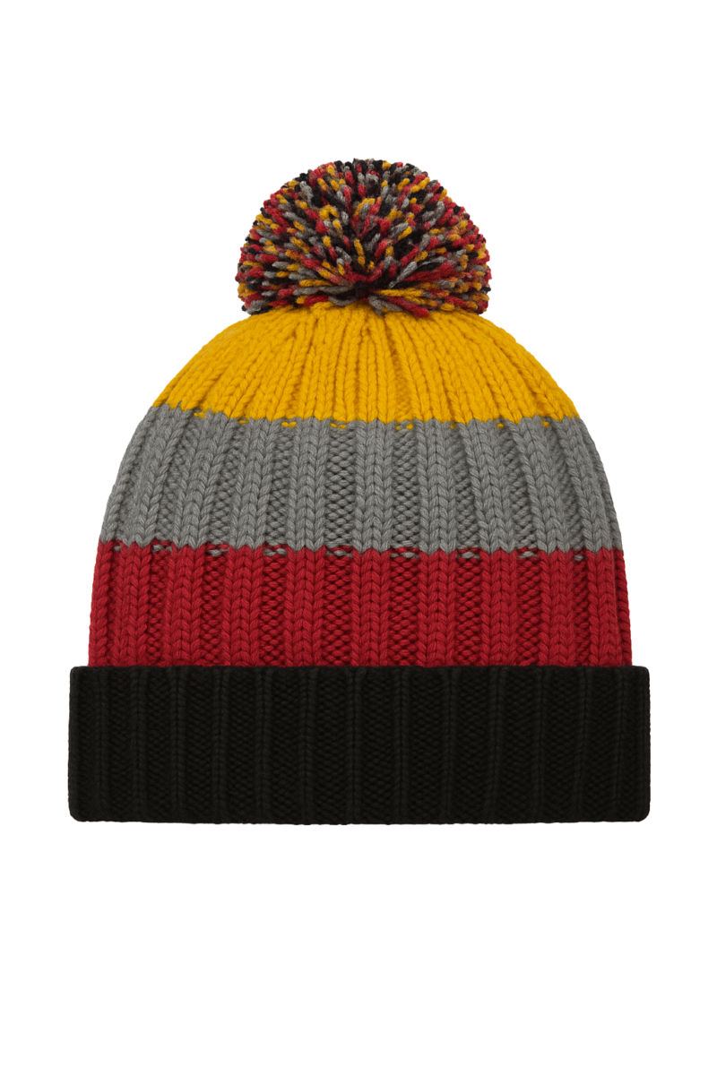 Mens Stripe Sherpa Bobble Hat