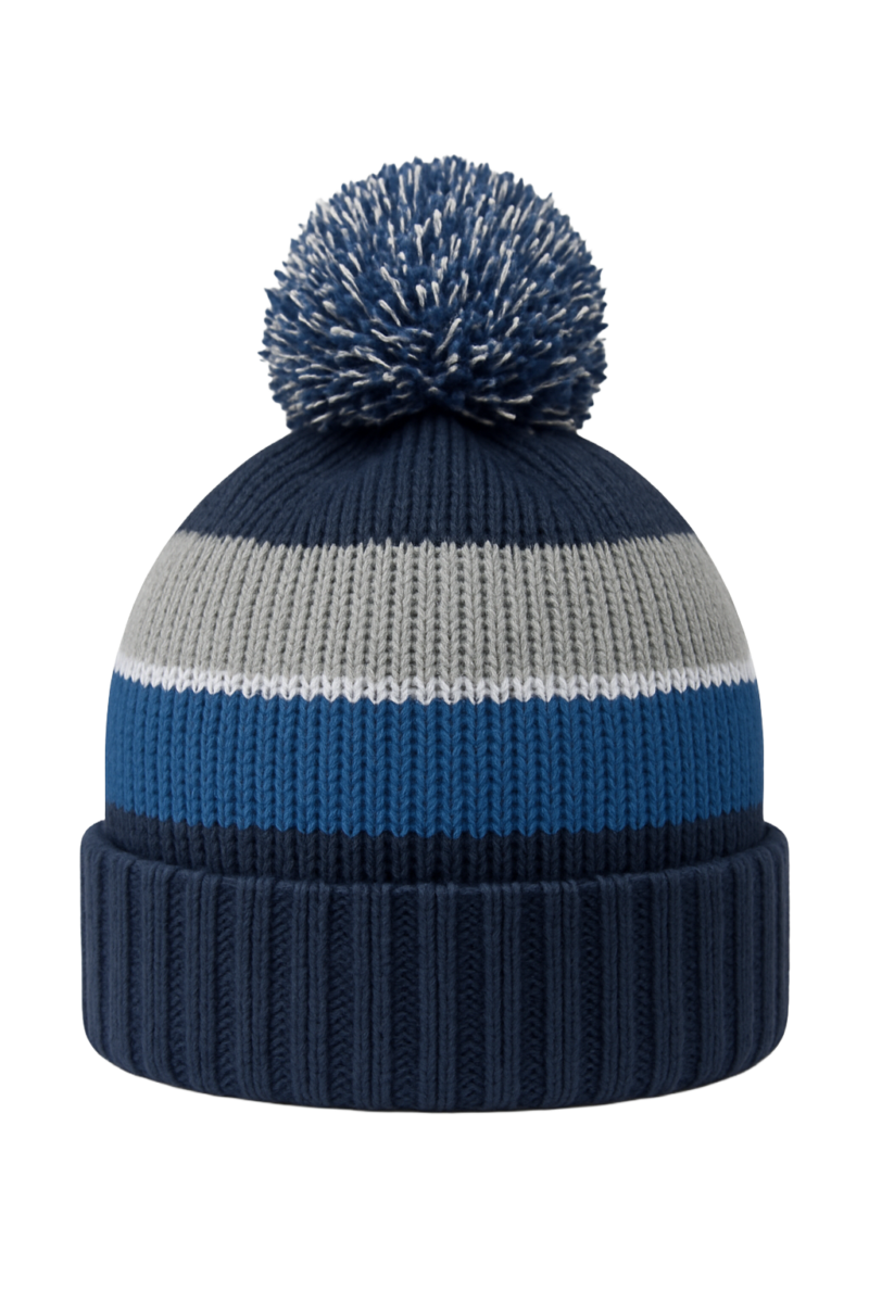 Mens Stripe Sherpa Bobble Hat