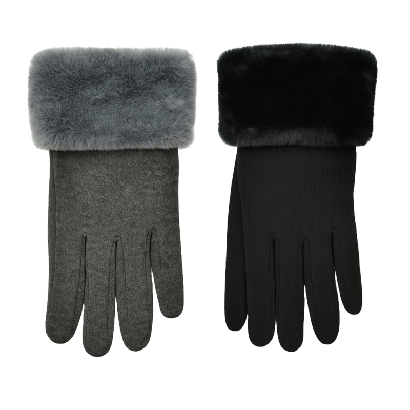 Ladies Faux Fur Cuff Gloves