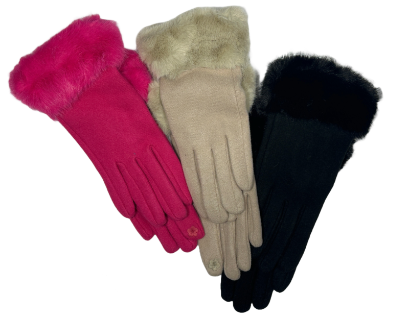 Ladies Fur Cuff Gloves