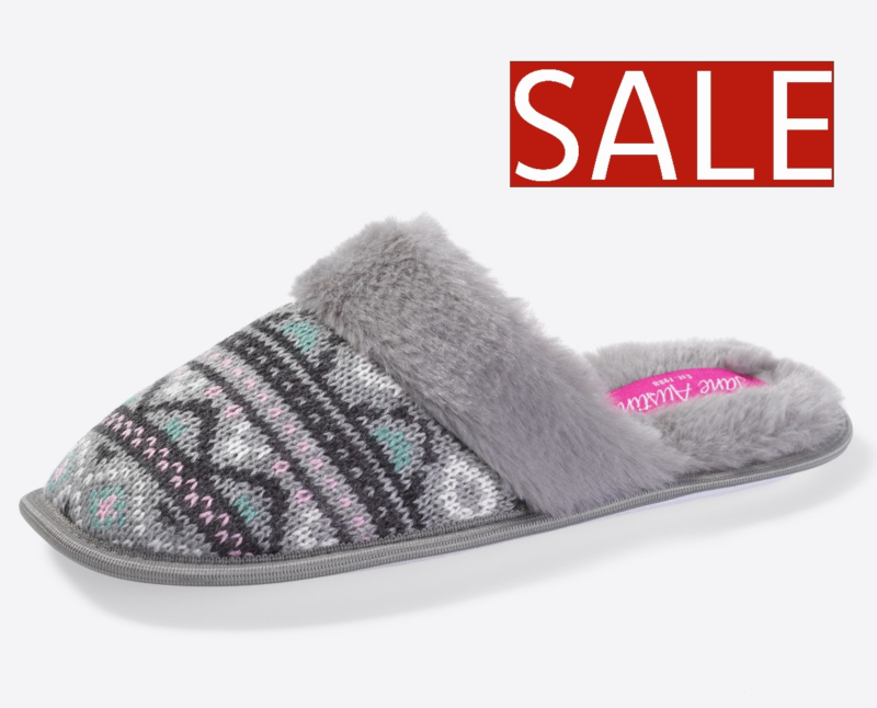Ladies Fairisle Slipper Grey 8