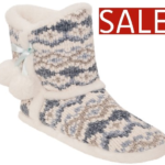 Ladies Fairisle Boot Slipper Blue Small