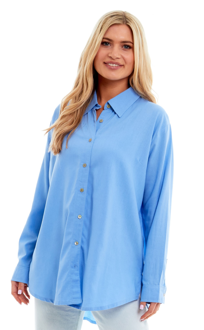 Ladies Debbie Oversized Shirt Blue 18