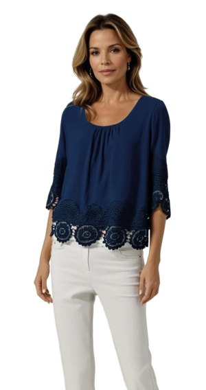 Ladies Fran Top Navy 18