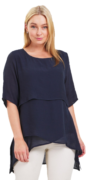 Ladies Rose Top Navy 18