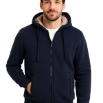Miles Faux Fur Zipped Hoodie Navy XX.Lge