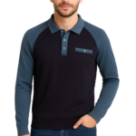 Rowan Long Sleeve Polo Sweatshirt Navy XX.Lge