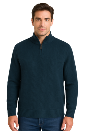 Jensen 1/4 Zip Chenille Jumper Petrol XX.Lge