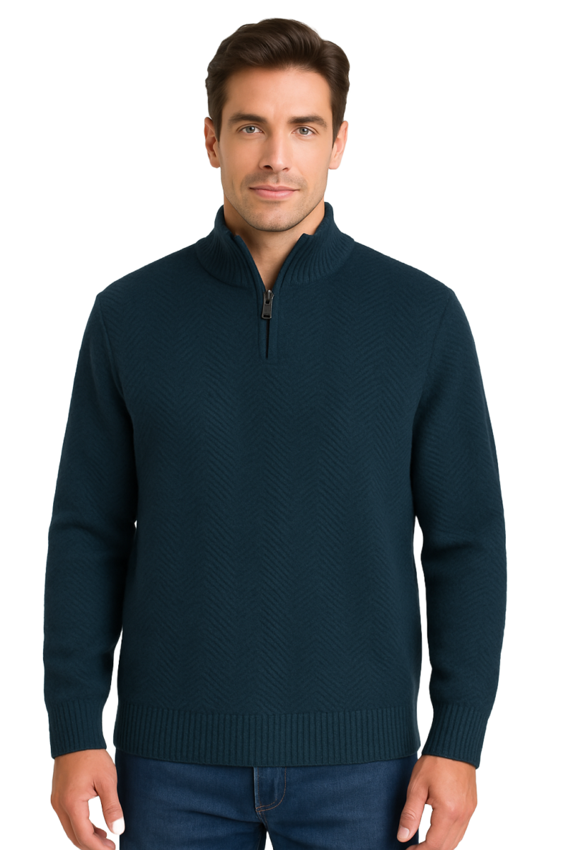 Jensen 1/4 Zip Chenille Jumper Petrol XX.Lge