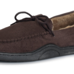 Mens Moccasin Slippers Dk Brown 12