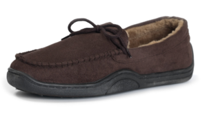 Mens Moccasin Slippers Dk Brown 12