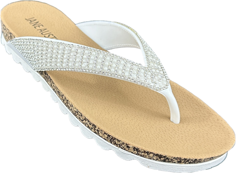 Ladies Daisy Flip Flop White 7