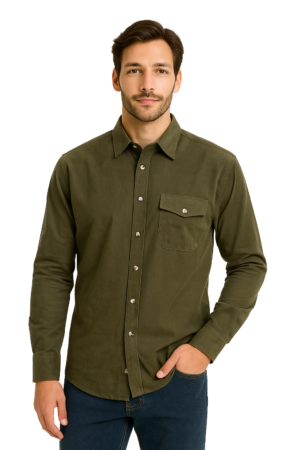 Daniel Long Sleeve Cord Shirt Khaki XX.Lge