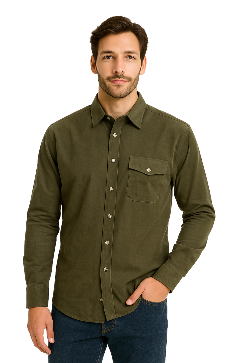 Daniel Long Sleeve Cord Shirt Khaki XX.Lge