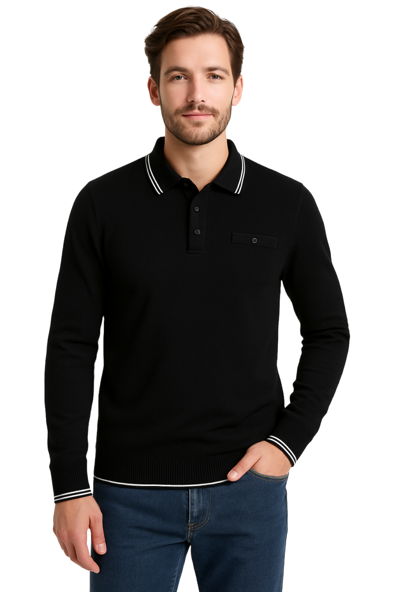 Thomas L/S Polo Shirt Black XX.Lge