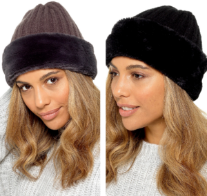 Ladies Faux Fur Trim Hat Asst 1 Size