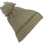 Ladies Metallic Stripe Bobble Hat Asst