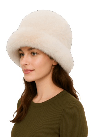 Ladies Faux Fur Bucket Hat Asst 1 Size