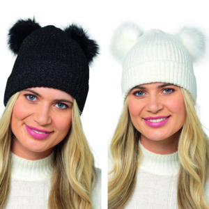 Ladies Lurex Pom Pom Hat Asst 1 Size
