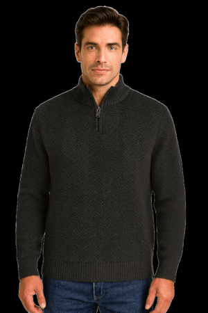 Jensen 1/4 Zip Chenille Jumper Grey XX.Lge