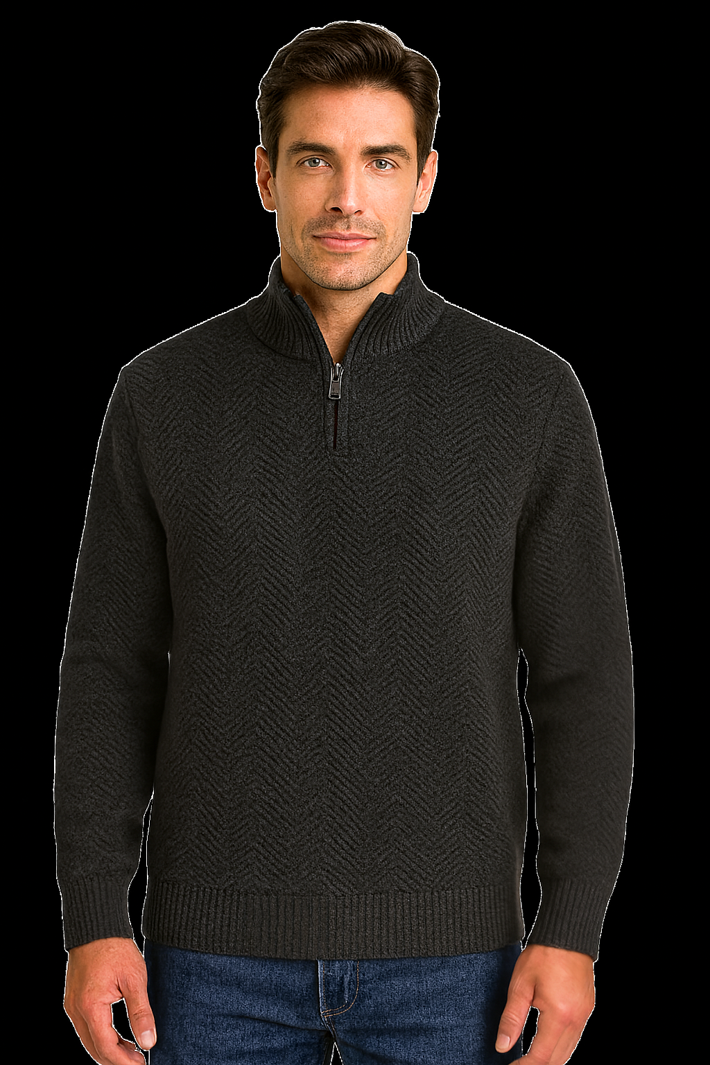 Jensen 1/4 Zip Chenille Jumper Grey XX.Lge